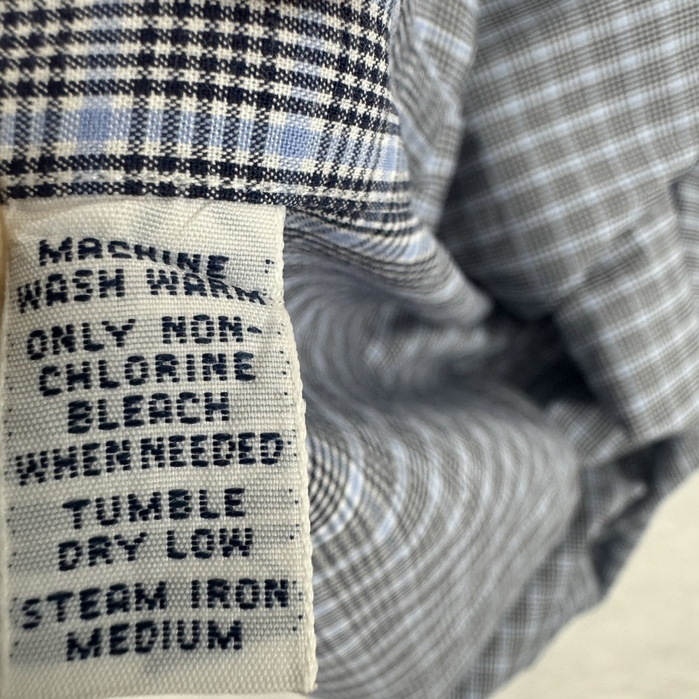 Ralph Lauren Blake Shirt Men Large Blue Grey Plaid Short Sleeve Cotton Button Up - Picture 9 of 9